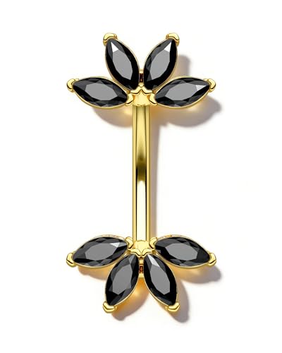 Lotus Rook Piercing Jewelry, 16G Eyebrow Rook Earrings, Stainless Steel Eyebrow Piercing Jewelry,Lobe Earrings 6/8MM - color: BKCZ-8MM