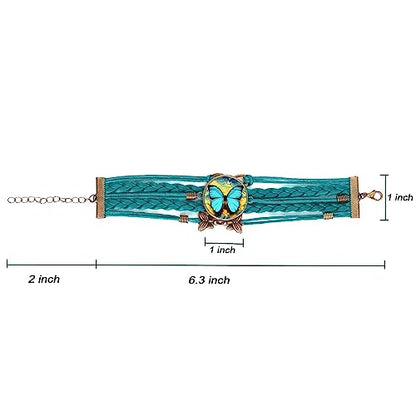 Boho Sunflower Gifts Sunflower Leather Bohemian Bracelet Birthday Gifts for Women Teens Granddaughter Wife Daughter Mom Friendship Bracelets for Her - color: Butterfly