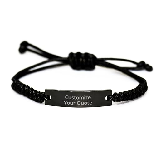 Personalized Christian Bible Verses Black Rope Bracelet Inspirational Scripture ID Cross Religious Quote Faith God Engraved Adjustable Customized Gifts for Men Women Kiss Him Husband Father Bois - style: Personalized (Only Text)