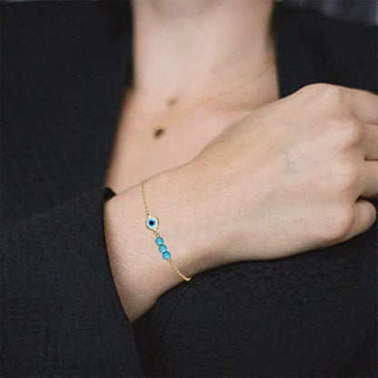 Fesciory Evil Eye Bracelet for Women, Gold Plated Adjustable Chain Jewelry | Blue Evil Eye Charm Bracelet, Lucky Amulet Symbolism, Dainty Adjustable Chain, Daily wear, Jewelry gifts - color: Gold-3