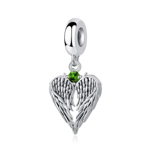 TCHYUN Spread Angle Wings Dangle Charm 12 Birthstone Bead for Pandora Bracelet Women Gift - style: May