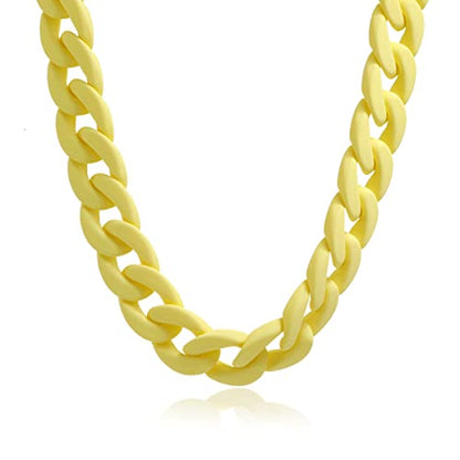 Fashion Multicolor Acrylic Figaro Chain Necklace Cuban Thick Chunky Resin Link Curb Chain Necklace for Women Girl Party Festival Jewelry - color: A yellow
