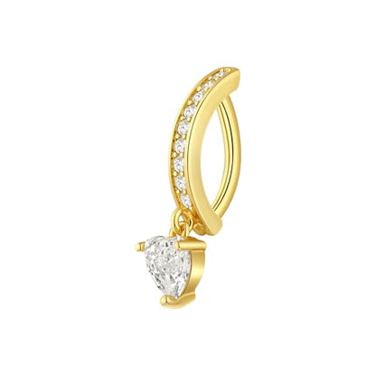 Clicker Belly Button Rings for Women Dangle Belly Rings Cute CZ Opal Reverse Navel Rings Body Piercing Jewelry for Women 14G Silver Gold Tone - style: Heart,GD