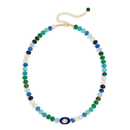 Chunky Beaded Necklace for Women Colorful Bead Choker Necklace Fashion Trendy Summer Boho Bead Statement Necklaces Beach Vocation Holiday Jewelry Gifts - color: Blue Green Mixed
