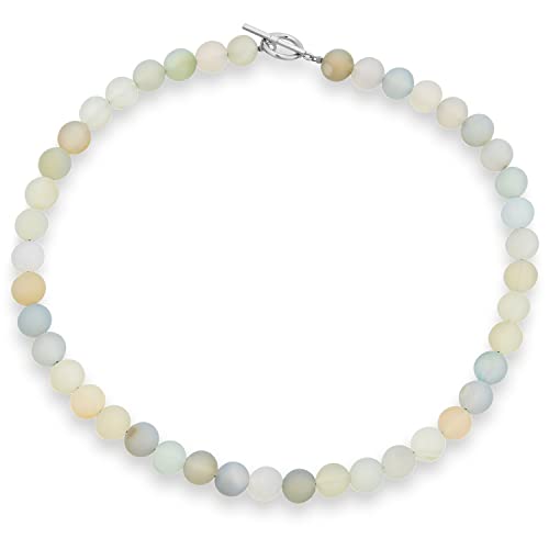 Bling Jewelry Simple Classic Hand Knotted Created Semi Precious Gemstone Round Ball 10MM Bead Strand Choker Collarbone Necklace Western Jewelry For Women Toggle Clasp 15 17 19 Inch - color: Aquamarine