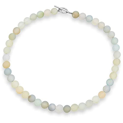 Bling Jewelry Simple Classic Hand Knotted Created Semi Precious Gemstone Round Ball 10MM Bead Strand Choker Collarbone Necklace Western Jewelry For Women Toggle Clasp 15 17 19 Inch - color: Aquamarine