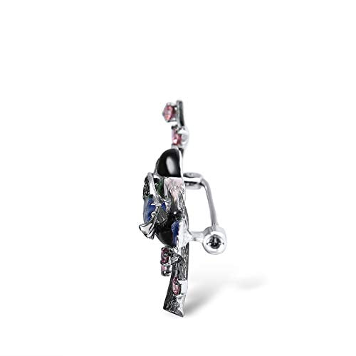 Santuzza 925 Sterling Silver Enamel Brooch Pin for Women - color: [A]Magpie