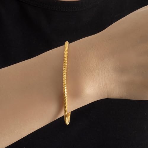 Dankadi Italy Smooth 3MM 4MM Round Snake Chain Bracelet Solid 925 Sterling Silver Men Women 6.3" 6.7" 7" 7.5" 8" 8.5" 9" 9.5" Bangle Charm Jewelry Gift - color: 3MM Gold, size: 8 inches