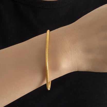 Dankadi Italy Smooth 3MM 4MM Round Snake Chain Bracelet Solid 925 Sterling Silver Men Women 6.3" 6.7" 7" 7.5" 8" 8.5" 9" 9.5" Bangle Charm Jewelry Gift - color: 3MM Gold, size: 8 inches