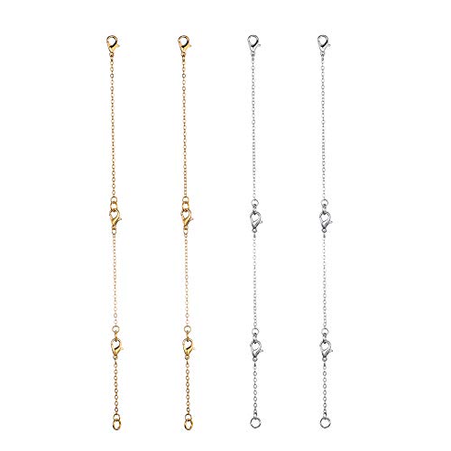 Softones 12-18Pcs Ankle Bracelets Extenders-Extension for Womens Jewelry(1 2 3 Inch),with Lobster Clasp and O-Clasp from Gold Silver Rose Gold - color: F:Lobster clasp 6-Gold 6-Silver