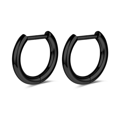 AOEDEJ G23 Titanium Black/Steel Gray/Gold Hoop Earrings 18G Small Huggie Hoop Earrings 8mm/10mm/12mm Cartilage for Sensitive Ears for Multiple Piercing Cartilage Hoop Earring Stack Jewelry - style: D-BK-12mm