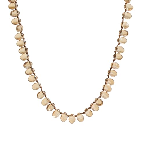 Multi Color Irregular Crystal Bead Necklace for Women, Handmade Knot Teardrop Beads, Layering Beach Party Jewelry Gift, 16IN+3IN Extender 18K Gold Plated Lobster Clasp - color: Neutral