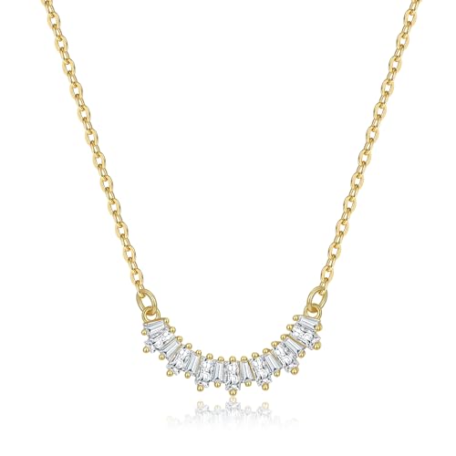 NUZON Sunburst Heart / 2-Tone Interlocking/CZ Evil Eye/Single Pearl/Love Heart Pendant Necklace for Women 14K Gold Chain Necklace Chunky Statement Jewelry - color: CZ Smile