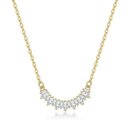 NUZON Sunburst Heart / 2-Tone Interlocking/CZ Evil Eye/Single Pearl/Love Heart Pendant Necklace for Women 14K Gold Chain Necklace Chunky Statement Jewelry - color: CZ Smile
