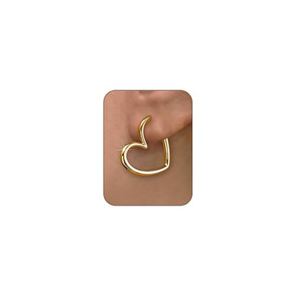 Gold Heart Hoop Earrings for Women Trendy Silver Post Earring Jewelry Gifts | Hypoallergenic Heart Earrings - color: Gold Heart