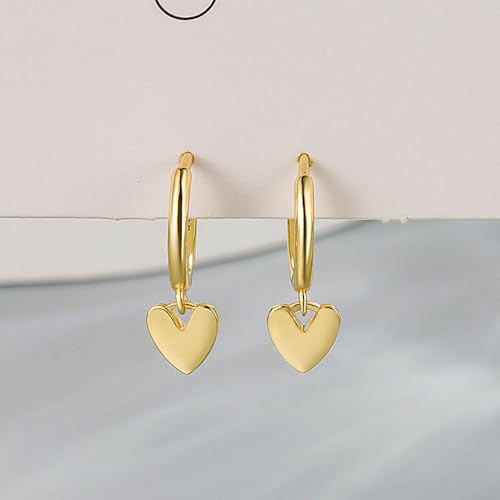 Valentines Day Earrings for Women Heart Earrings for women Gold Silver Heart Huggie Hoop Dangle Drop Earrings Small Simple Hypoallergenic Jewelry - color: A:Gold Heart Earrings