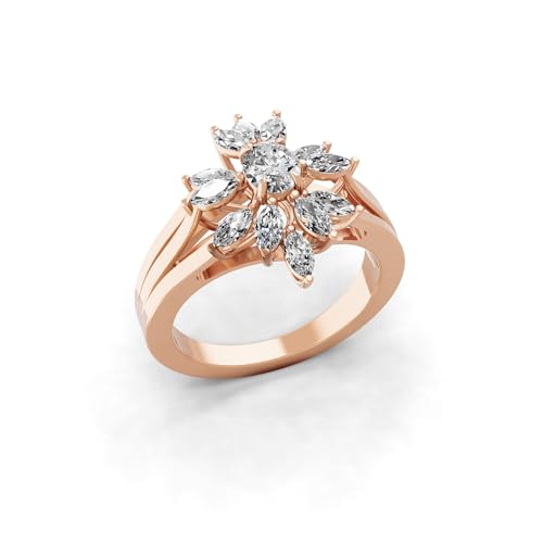 Fabulous Marquise Oval Lab Grown Diamond 14K Gold Band Ring (HRN-000217)