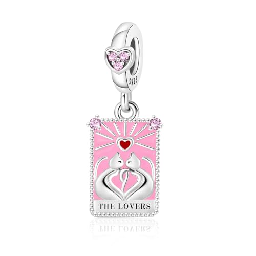 925 Sterling Silver Dangle Charm Fit Women Bracelet And Necklaces Jewelry | Medallion Pendants Beads Jewelry Charms for Women Fashion Gift Family Friends Mother's Day - color: Tarot Cards Lovers Dangle Charm M1414