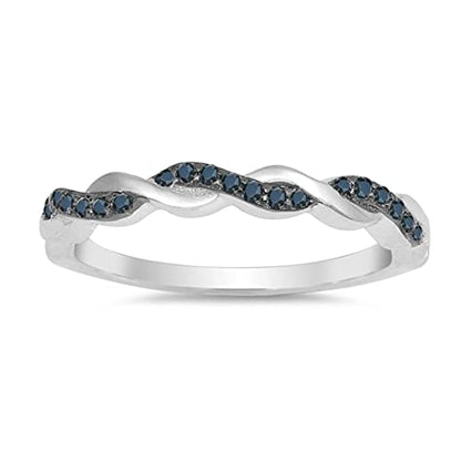 CHOOSE YOUR COLOR Sterling Silver Infinity Knot Ring - color: Black