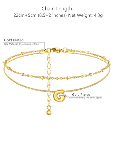 ChainsProMax Initial Ankle Bracelets for Women, Waterproof Anklets Bracelet Adjustable Summer Beach Women Foot Jewelry, Stainless Steel/Gold Plated-Send Gift Box/Letter A-Z - color: Gold Plated-G