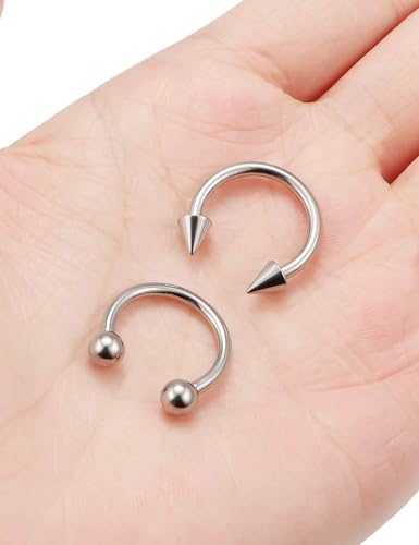 ASTM F136 Titanium 20/18/16/14/12/8/6/4/2g Internally Threaded Horseshoe Nose Septum Ring Gauge Earrings Lip Rings Prince Albert Jewelry Hoop Piercings for Women Men - size: 12g*14mm