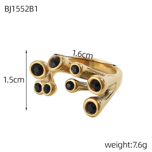 Gold-Tone Crystal Bezel-Set Ring, Multi-Stone Colorful Rhinestone Statement Ring
