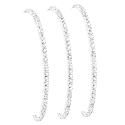 925 Sterling Silver Bracelets for Women Stack, Trendy Tennis Bangle Cuff Jewelry Set 14K Gold Plated, Adjustable Bracelet Set for Wrist Essentials, Women Fashion Watch Band Acecessories - style: Bracelet_3pcs(Silver Tennis Set 2mm)
