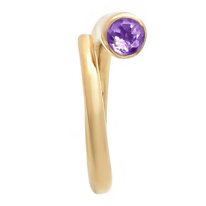 18K Gold Filled Non-Tarnish Bypass Ring for Women – Modern Open Band With Multi Gemstone Ring – Minimalist Adjustable Statement Jewelry - color: Amethyst