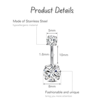 FECTAS 14g Belly Button Rings Surgical Steel CZ Petite Navel Ring for Women Body Piercing Jewelry Petite select Barbell Len 6mm 8mm 10mm 12mm 14mm Silver - style: silver-1pcs-10mm bar