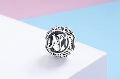 Letter Charms 925 Sterling Silver Initial A-Z Bead Charms | For Bracelets Necklaces, Hypoallergenic,Cubic Zirconia Alphabet Beads, Personalized Gifts for Women - color: N