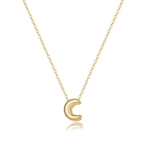 Initial Necklaces for Women Bubble Gold Silver Letter Necklace Dainty Personalized Charm Pendant Name Necklace Cute Non Tarnish Fashion Accessories Teen Gift Trendy Stuff Jewelry Gifts - color: Gold, style: C