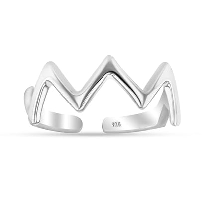 LeCalla 925 Sterling Silver Minimalist Toe Rings Set Simple Open Adjustable Toe-Rings for Women - color: 09. ZigZag HeartBeat (1 PCS)