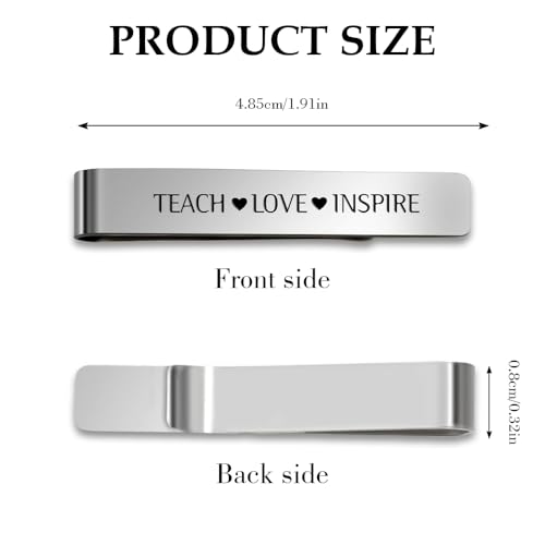 Male Teacher Gifts Appreciation Thank You Gifts for Men Stainless Steel Tie Clip Pin Bar Christmas Gift Best Birthday Presents for Math Music Teacher Stocking Stuffers Teachers Day Valentines Day Gift