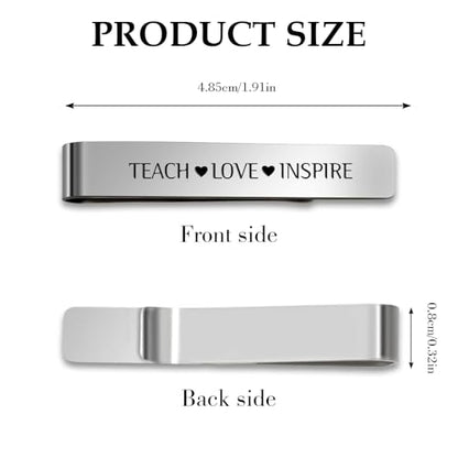 Male Teacher Gifts Appreciation Thank You Gifts for Men Stainless Steel Tie Clip Pin Bar Christmas Gift Best Birthday Presents for Math Music Teacher Stocking Stuffers Teachers Day Valentines Day Gift