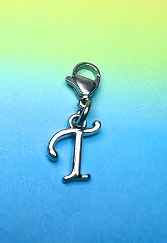 Initial Italic Cursive Stainless Steel Clasp Clip on Charm Graduation Cap Tassel Event Party Invitation Card Baby Shower Birthday Thank You Celebration Personalized Congratulations Choice of 26 Letters - style: Letter T