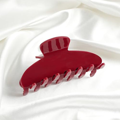 MAORULU Cute Claw Clip for Women – 4.3'' Large Acetate Hair Clips for Thick Thin Curly Long Hair, Durable Hair Clamps Non-slip Jaw Clip, Strong Hold, Stylish French Design (Cherry Red) - color: Cherry Red