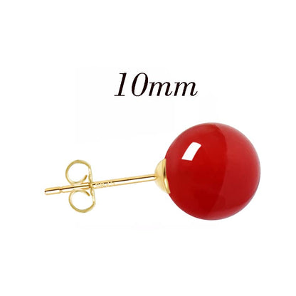 18K Gold Plated 925 Sterling Silver Shell Pearl Stud Earrings,Hypoallergenic to Sensitive Ears - style: C_M Red -10mm