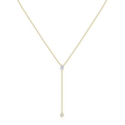 Lariat Necklace for Women, Non Tarnish Dainty Chain Stackable 14K Gold Plated Cute Trendy Layered Necklaces Elegant Jewelry Gift for Women Her - color: Gold, style: SD