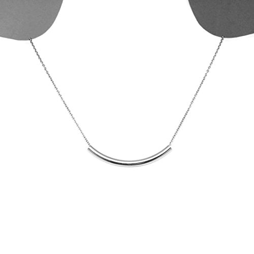 Loralyn Designs Stainless Steel Silver Curved Bar Necklace Non Tarnish Minimalist Women