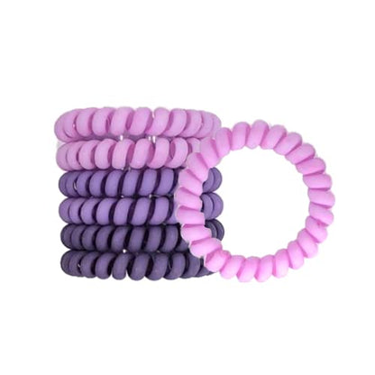 6 Pcs Spiral Hair Ties - Matte Candy Purple Plastic Phone Cord Hair Bands for Any Kinds of Hair