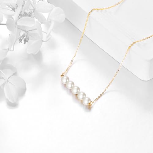 KECHO 14K Real Gold Beads Pendant Necklace Solid Yellow Gold Jewelry Anniversary Birthday Gifts for Women - color: White Pearl 5