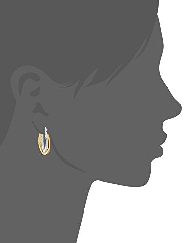 Edforce Women's Stainless Steel Overlapping Oval Hoop Earrings, (30mm) - style: A: 2 Tone (30mm)