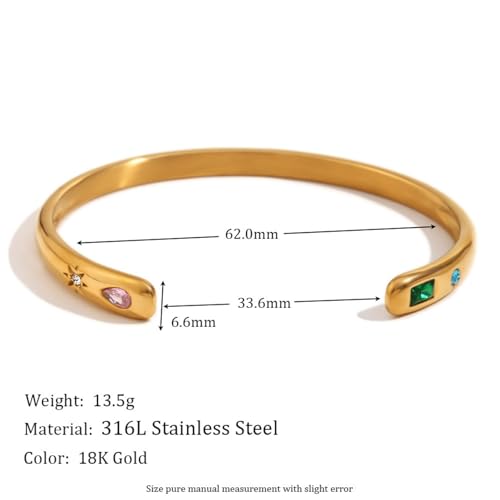18K Gold Bangle Bracelets for Women 925 Sterling Silver Bracelets Bracelets Adjustable Boho Bracelets Stackble Cuff Bangle Bracelets for Men Women Chunky Gold Bangle Open Cuff Bracelets Christmas Gift - color: Bracelets-16