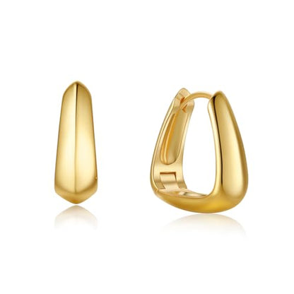 FRUMOS 18K Gold Plated Chunky Hoop Earrings for Women Fashion Thick Gold Hoops Set Jewelry for Birthday Christmas Gifts - color: Chunky Hoop Earrings