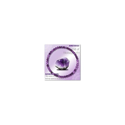 Crystal Beaded Bracelets for Women 4mm Clear Quartz Bead Handmade Gemstone Stretch Elastic Bracelet Natural Stone Crystal Healing Reiki Spiritual Jewelry Gifts - color: Amethyst, size: 4mm