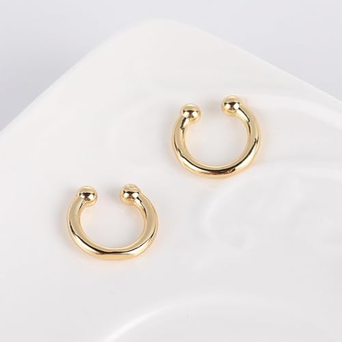 Ear Cuffs Non Piercing Ear Cuff for Women Clip on Huggie Hoop Earrings Gold Fake Earring Cuff with Chain Clips Minimalist Jewelry - color: A3:3pcs gold