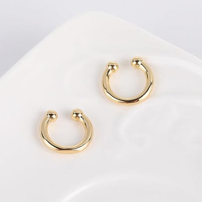 Ear Cuffs Non Piercing Ear Cuff for Women Clip on Huggie Hoop Earrings Gold Fake Earring Cuff with Chain Clips Minimalist Jewelry - color: A3:3pcs gold
