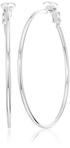 Amazon Essentials Sterling Silver or Gold plated Lightweight Paddle Back Hoop Earrings - color: Silver, size: 50 mm