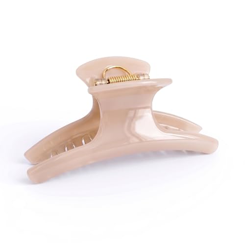 6 Inch Extra Large Claw Hair Clips for Thick Long Curly Hair | Big Butterfly Claw Clips for Women Girls, Non Slip & Strong Hold jumboJaw Clip with Curved Design, Oversized jumbo Hair Clip - color: Cream