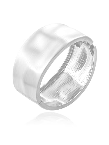 Bangle Bracelets for Women | 14K Gold Plated Trendy Wide Bracelets | Hinged Arm Cuff Bangles Chunky Bracelet for Women - color: Matte Silver